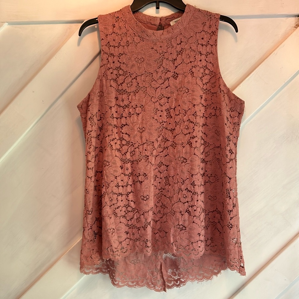 Rose & Olive Sleeveless Lace dark pink blouse size XL